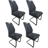 Hti-Living Esszimmerstuhl Freischwinger Polyester dunkelgrau 4er Set
