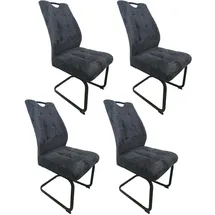 Hti-Living Esszimmerstuhl Freischwinger Polyester dunkelgrau 4er Set