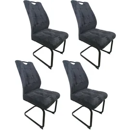 Hti-Living Esszimmerstuhl Freischwinger Polyester dunkelgrau 4er Set