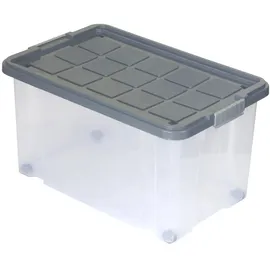BigDean Eurobox mit Deckel und Rollen 60 x 40 x 33 cm 1-tlg. grau/silber
