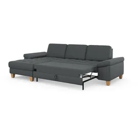 sit&more Ecksofa SIT & MORE "Westham L-Form", grau, B:275cm H:88cm T:172cm, 100% Polyester, Sofas, Ecksofa, mit Recamiere, mit oder ohne Bettfunktion, Bettkasten, Füße Eiche