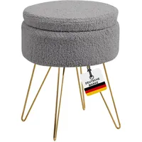 Albatros Hocker mit Stauraum Cannes – Sitzhocker mit Stauraum, Modernes Design, Edler Sherpa-Bezug – Sitztruhe oder Sitzbank mit Stauraum – optimal als Fußhocker oder Hocker Schminktisch, Grau