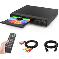 DVD CD Player für Fernseher, Up-Convert to HD 1080p, All Region, Breakpoint Memory, Eingebautes PAL/NTSC, USB 2.0