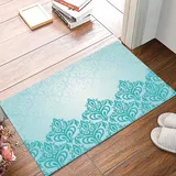 Badematte 50x80cm, Rutschfeste Badteppich, Türkis Dekor, dekorative Retro mittelalterlichen europäischen viktorianischen ,Mikrofaser Badvorleger mit, Wasserabsorbierende Weiche teppiche für Badezimmer