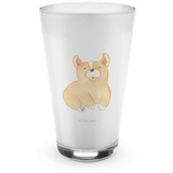 Mr. & Mrs. Panda Glas Corgie - Transparent - Geschenk, Cappuccino Tasse, Latte Macchiato, H, Premium Glas, Design mit Herz