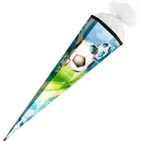 ROTH Schultüte groß Fußball 85 cm eckig Rot(h)-Spitze Tüllverschluss Zuckertüte Schulanfang