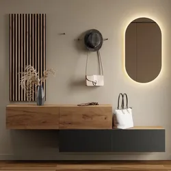 Flurgarderobe 2x 140 cm mit Wandpaneele und Spiegel mit LED-Beleuchtung gold eiche / anthrazit - gold eiche