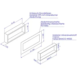 Schedel Multistar vision Nischeneinsatz BOX3020 300 x 200 x 120 mm, rahmenlos, bianco weiß