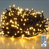 salcar 26m 360er LED Lichterkette Weihnachtsbaum (23m Lichterkette + 3m Stromkabel) mit Fernbedienung, 31V Christbaumbeleuchtung Außen mit 8 Modi und Memory, Warmweiß