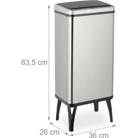 Relaxdays Sensor-Mülleimer, Abfalleimer, Silber