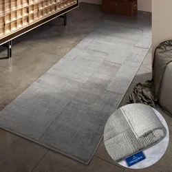 Wollteppich VILLEROY & BOCH "Charlotte", grau, B:80cm H:10mm L:250cm, Wolle, Teppiche, Läufer, Handgewebt, Wolle, Natur, Läufer, Wohnzimmer, Geometrie
