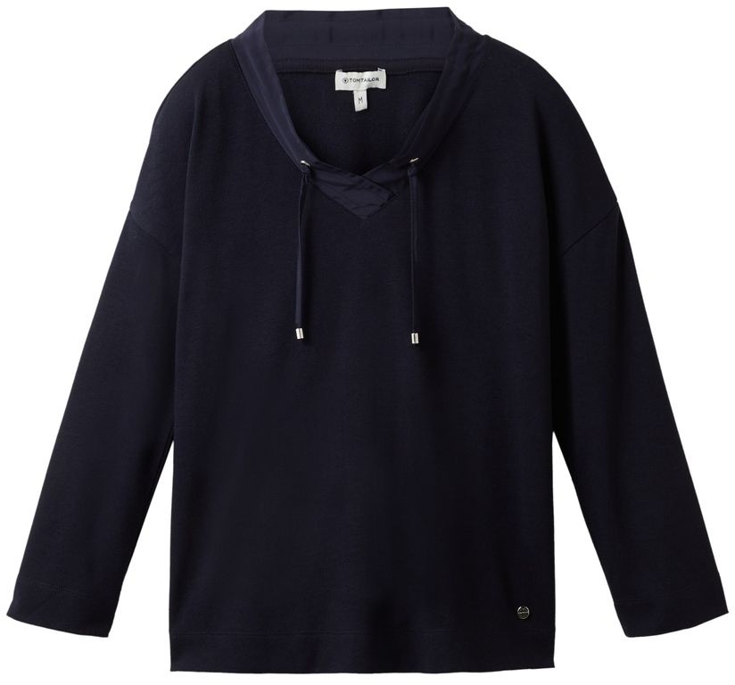 Tom Tailor Damen Langam-Shirt GATHERING V-NECK Regular Fit Blau 10668 M