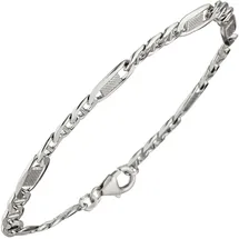 Jobo Panzer-Steg-Armband Silber 21 cm