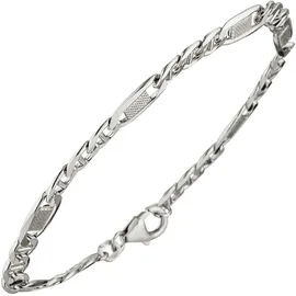 Jobo Panzer-Steg-Armband Silber 21 cm