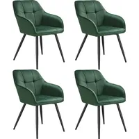 Tectake tectake® Esszimmerstuhl, gepolstert, in Samtoptik, gesteppt, schlanke Stahlbeine,