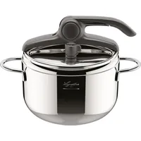 Lagostina Inoxfire Lagoeasy'up, 5 l, Keramik, Gas, Induktion, Versiegelte Platte, Grau, Edelstahl, 22 cm, Edelstahl, Edelstahl - Grau/Silber