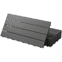 ECD Germany WPC Terrassenfliesen 60 x 30 cm / 12 St. 2 m2 Anthrazit