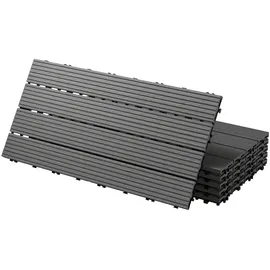 ECD Germany WPC Terrassenfliesen 60 x 30 cm / 12 St. 2 m2 Anthrazit