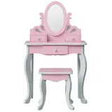 Teamson Kids - Kinder Schminktisch Rapunzel Inklusive Hocker In Pink Und Grau