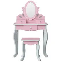 Teamson Kids - Kinder Schminktisch Rapunzel Inklusive Hocker In Pink Und Grau