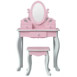 Teamson Kids - Kinder Schminktisch Rapunzel Inklusive Hocker In Pink Und Grau