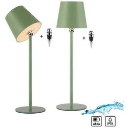 LED-Akku-Tischleuchte Boteria inkl. Flaschenaufsatz 2er Set grün