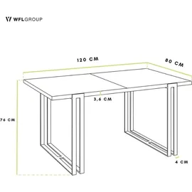 egen micha kliszczun Ausziehbarer Esstisch - Großer Tisch im Loft-Stil mit Schwarze Metallbeinen 120 bis 220 cm - Industrietisch für das Wohnzimmer - Spacesaver - Wei... - Weiß