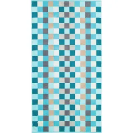 CAWÖ Unique Karo 942 Duschtuch 70 x 140 cm türkis