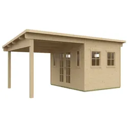 SKANHOLZ Gartenhaus »Dilbeek«, BxHxT: 553 cm x x 380 (Außenmaße inkl. Dachüberstand) - beige
