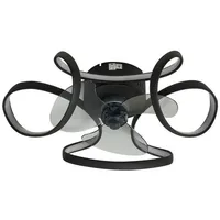 LINDBY LED-Deckenventilator Lomata, schwarz, leise, Ø 23 cm