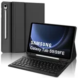 IVEOPPE Samsung Galaxy Tab S9 FE Hülle mit Tastatur, Tastatur Samsung Tab S9 FE 10.9"/Tab S9 11" 2023, Magnetisch Abnehmbarer Tastatur Galaxy Tab S9 mit QWERTZ Layout Pencil Halter, Schwarz