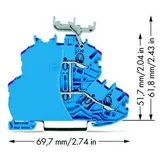 WAGO 2000-2239/099-000 Doppelstock-Durchgangsklemme 4.20mm Zugfeder Belegung: N Blau 50St.
