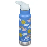 Klean Kanteen 355ml Flip Sport Cap mit Trinkhalm, hellblau/Regenbogen