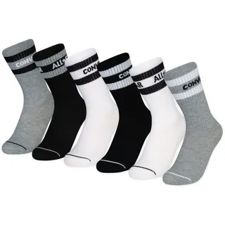 Socken CONVERSE "CHN BASIC WORDMARK CREW 6PK", Kinder, Gr. 27 (6/7), grau (dk grau heat), Obermaterial: 97% Polyester, 3% Elasthan, Socken, für Kinder