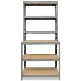 shelfplaza PRO 190x80x60 cm Werkbank Regal in grau mit 6 Böden und 166 kg Traglast pro Boden