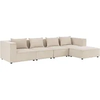 Juskys Modulares Sofa Domas 4 Sitzer mit Ottomane, Armlehnen