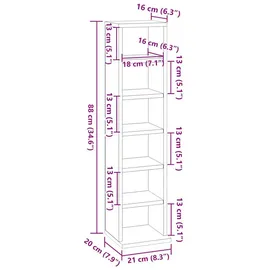 vidaXL CD-Schrank Schwarz 21x20x88 cm Holzwerkstoff