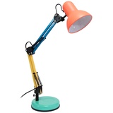 FISURA - Schreibtischlampe retro “Ralph”. schreibtischlampe dimmbar koralle, gelb, blau und grün aus metall kompatibel mit E27 Glühbirne 14 x 14 x 57