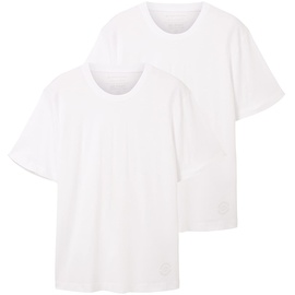 TOM TAILOR Herren 1037741 Doppelpack T-Shirt mit Rundhals-Ausschnitt aus Baumwolle, 20000-White, XXXL (2er Pack)