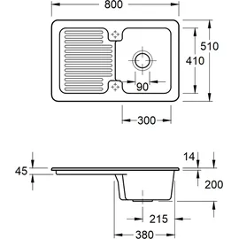 Villeroy & Boch Condor 45 graphit + Handbetätigung