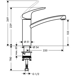 Hansgrohe Focus M41 160 1jet chrom 31806000