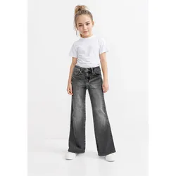 Weite Jeans CARS JEANS "Jeans Veronique", Mädchen, Gr. 12 (152), N-Gr, schwarz, Denim/Jeans, Obermaterial: 98% Baumwolle, 2% Elasthan, Abriebeffekte, casual, ausgestellt normal, Jeans, im 5-Pocket Stil