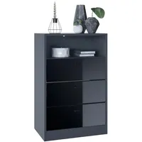 Vladon Kommode, Schwarz Hochglanz, 56x86.5x36 cm, Wohnzimmer, Kommoden &