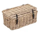 LEBENSwohnART Rattan Truhe RESSY Grey ca. L57cm Couchtisch Wohnzimmertisch Handarbeit Kiste