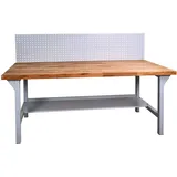 ADB Werkbank Werktisch Arbeitstisch mit Buchenplatte + Lochwand 2000x750x850 mm - ADB