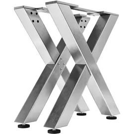 GGM Möbel 2er-Set X Tischkufen | Füße: 8x8cm | B98xH73cm | Edelstahl | X Tischgestell, Tischkufen Edelstahl