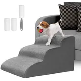 Famanu Hundetreppe 3 Stufen für kleine Hunde - waschbare Hundetreppe in Grau