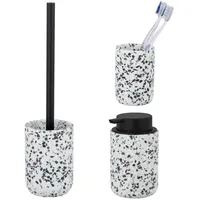 Schöner Wohnen Badaccessoire-Set Tosi weiß, Edelstahl, Polyresin (Kunststein), SCHÖNER