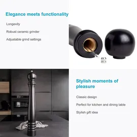 Intirilife Pfeffermühle 50 cm Schwarz unbefüllt
