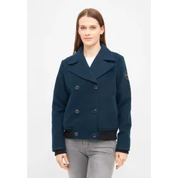 Anorak DERBE "Cabholm", Damen, Gr. 44, blau (navy), Obermaterial: 95% Polyester, 5% Viskose; Füllung: 100% Polyester, klassisch, normal, Langarm Strickbündchen, Jacken, Recycelte Carbanjacke, personalisierte Knöpfe, gesticktes Logo
